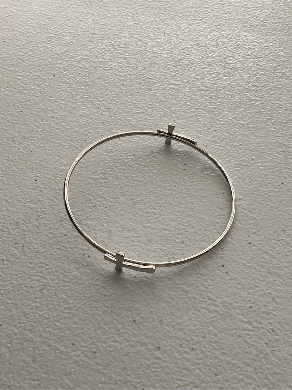 Silver Tone Cross Bangle Bracelet